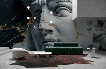 Gilded Marble Sculpture Mural Wallpaper