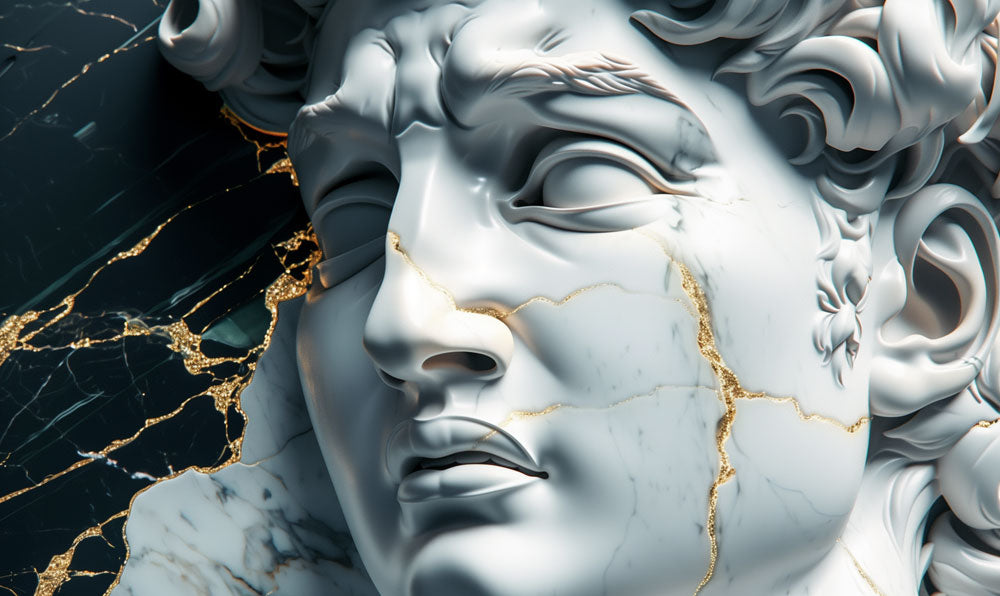 Gilded Marble Sculpture Mural Wallpaper