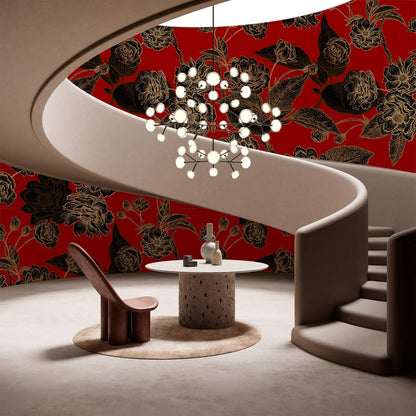 creative antique floral wallpaper living room