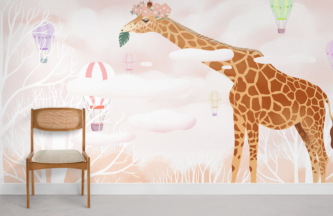 Giraffe & Balloon II Papier peint mural