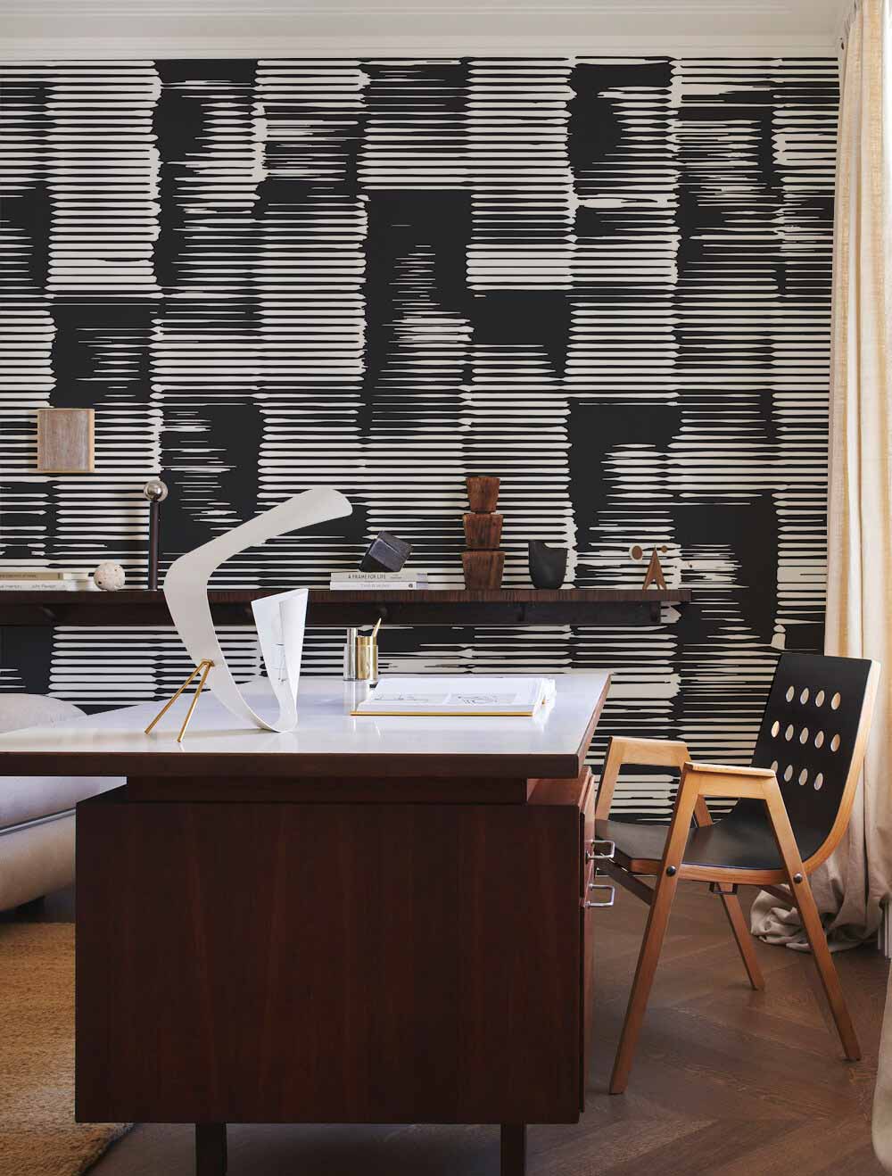 Modern Black White Geometric Mural Wallpaper