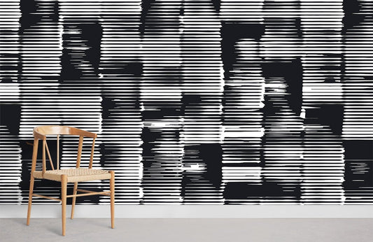 Modern Black White Geometric Mural Wallpaper