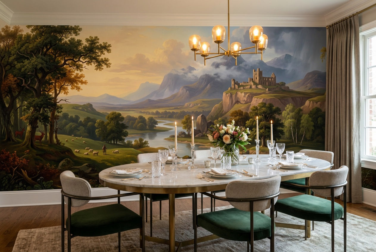 Gold Castle Valley Landscape Wallpaper Mural - 3