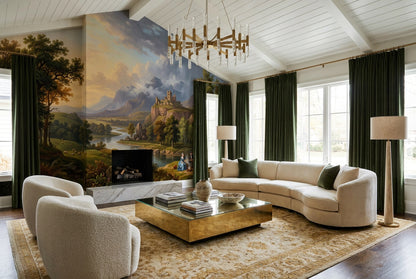 Gold Castle Valley Landscape Wallpaper Mural - 1