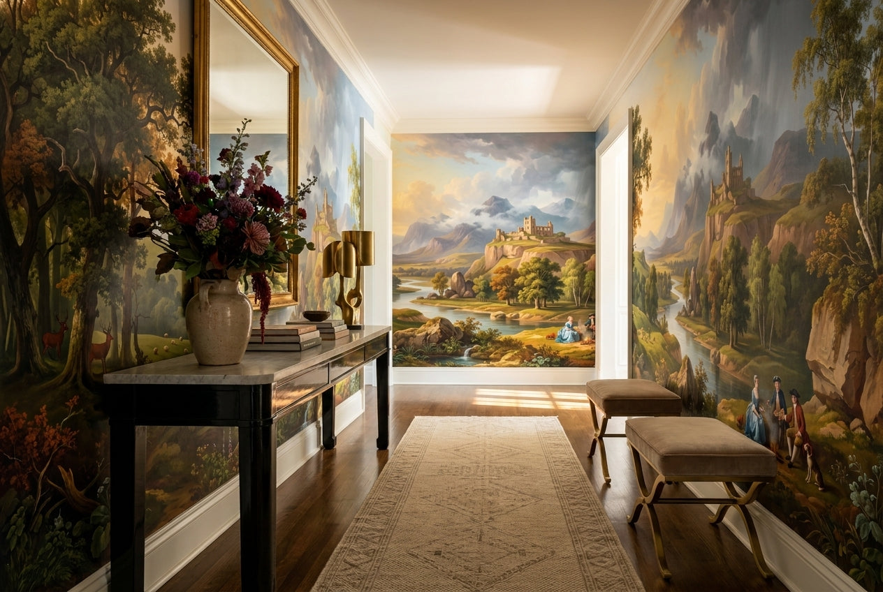 Gold Castle Valley Landscape Wallpaper Mural - 6