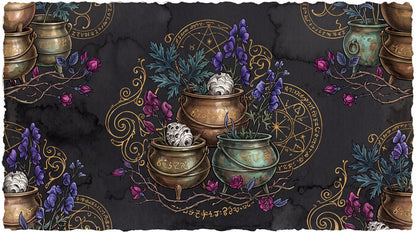 Magic Cauldrons Flowers Moths and Celestial Symbols Halloween Wallpaper Mural - image 2