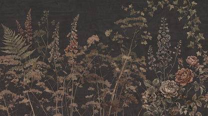 Dark Gold Wildflower English Garden Wallpaper Mural - 10
