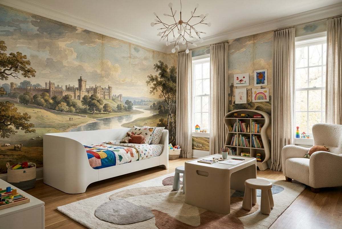 Ochre Manor Vintage Jungle Wallpaper Mural interior scene