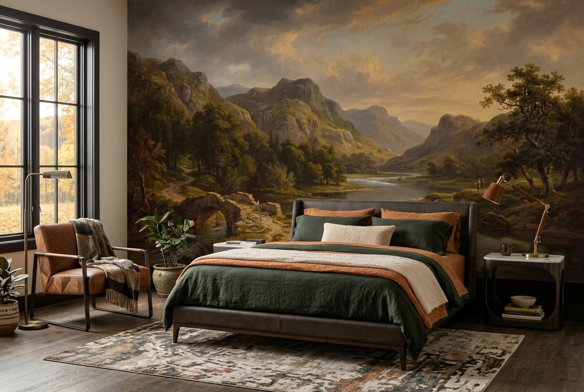 Gold Mountain Lake Landscape Wallpaper Mural - 5