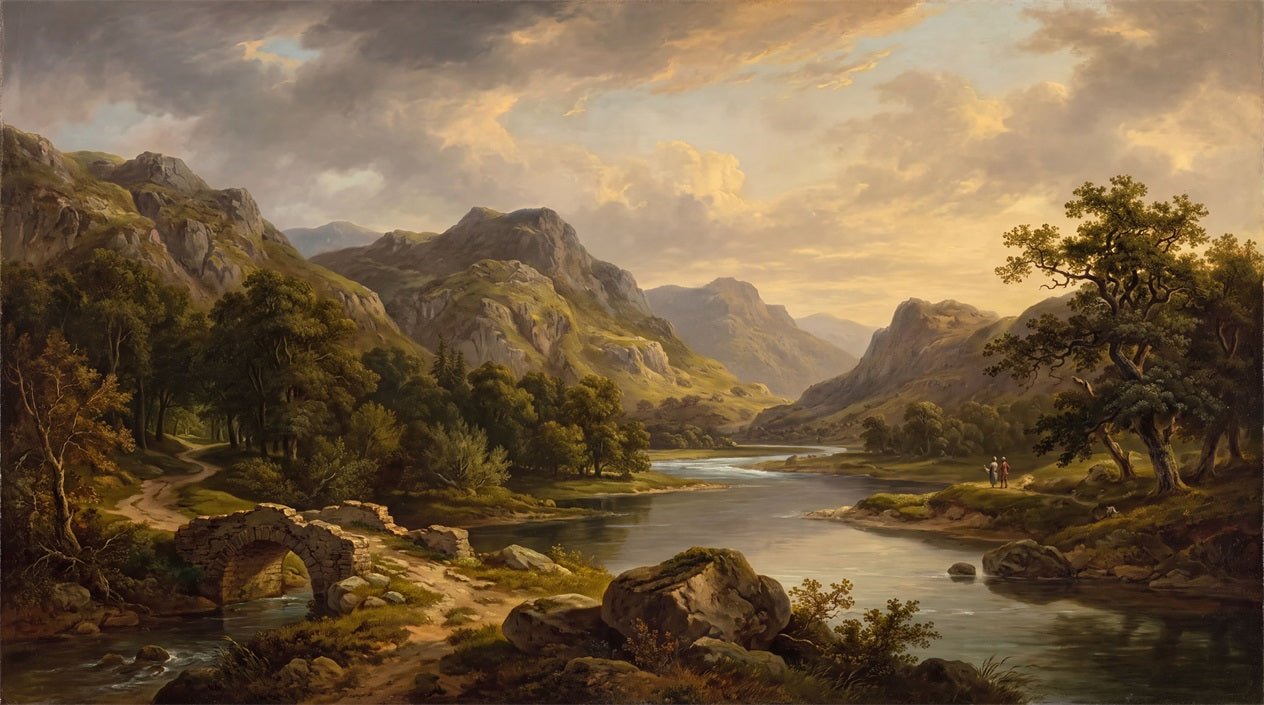 Gold Mountain Lake Landscape Wallpaper Mural - 2