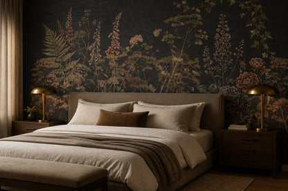 Dark Gold Wildflower English Garden Wallpaper Mural - 4
