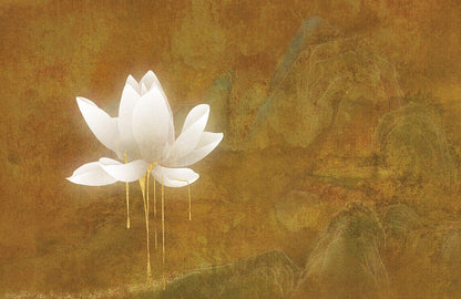 Gold Plated Lotus Mural Wallpaper Art Design Interior