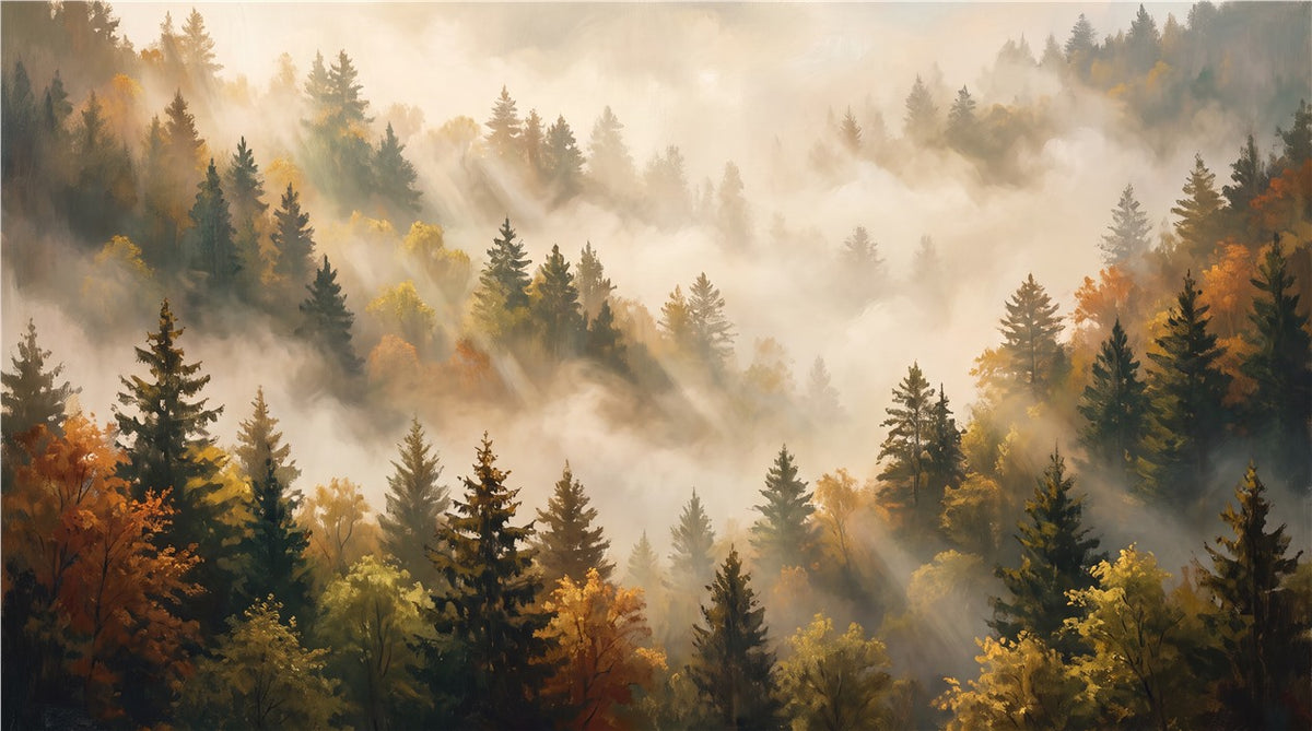 Sunlit Autumn Forest Gold Wallpaper Mural - image 4
