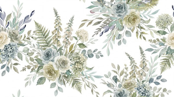 Sage Botanical Corner Garden Wallpaper Mural - 6
