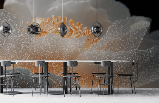 Golden Sparkle Petals Mural Wallpaper