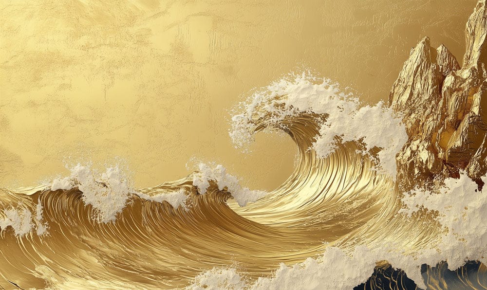 Golden Tide Cliff Mural Wallpaper