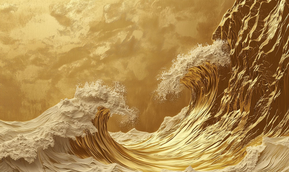 Golden Wave Crest Mural Wallpaper