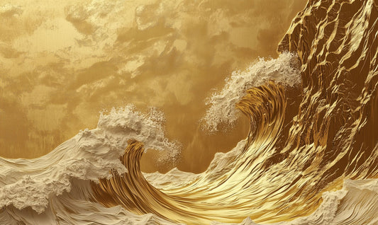 Golden Wave Crest Mural Wallpaper