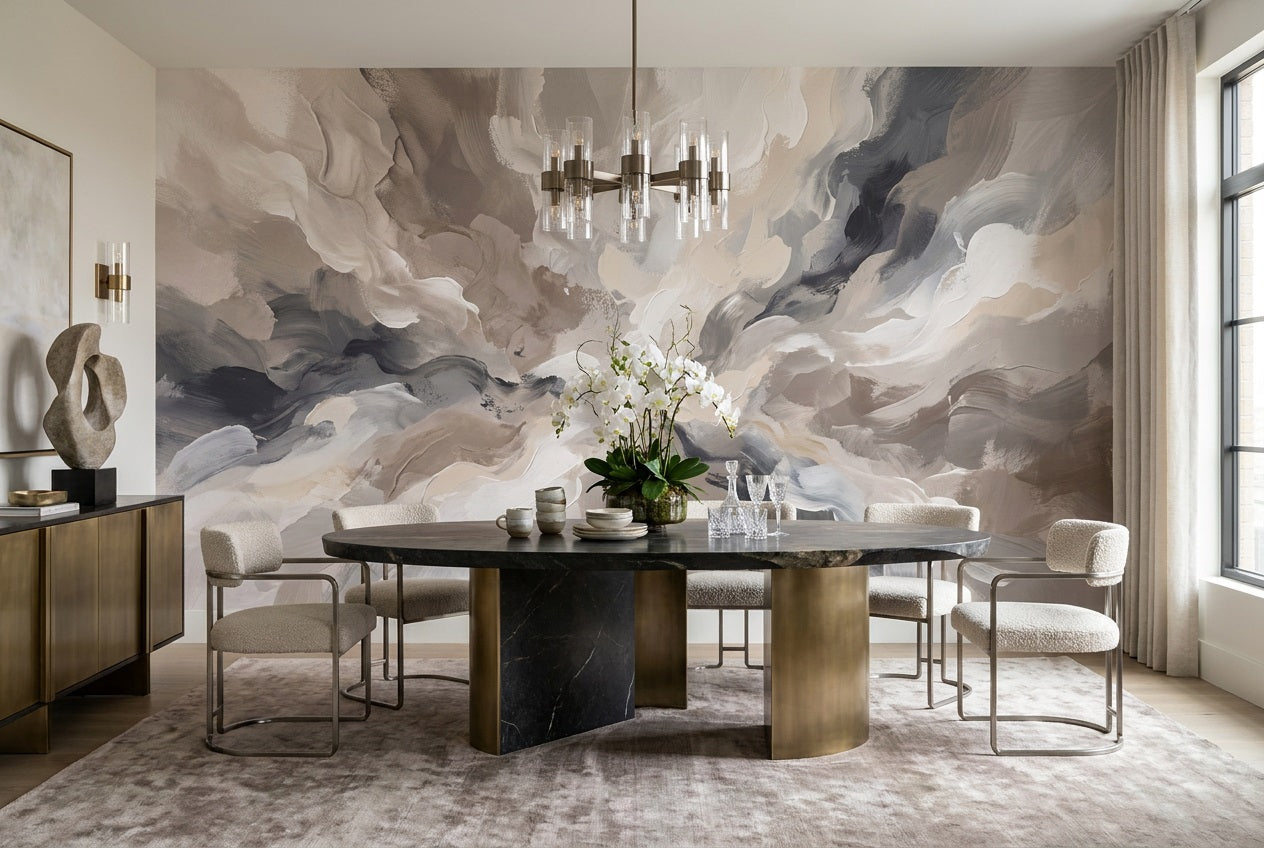 Gray Abstract Wallpaper Mural room scene