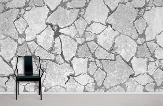 Modern Grey Stone Geometric Mural Wallpaper