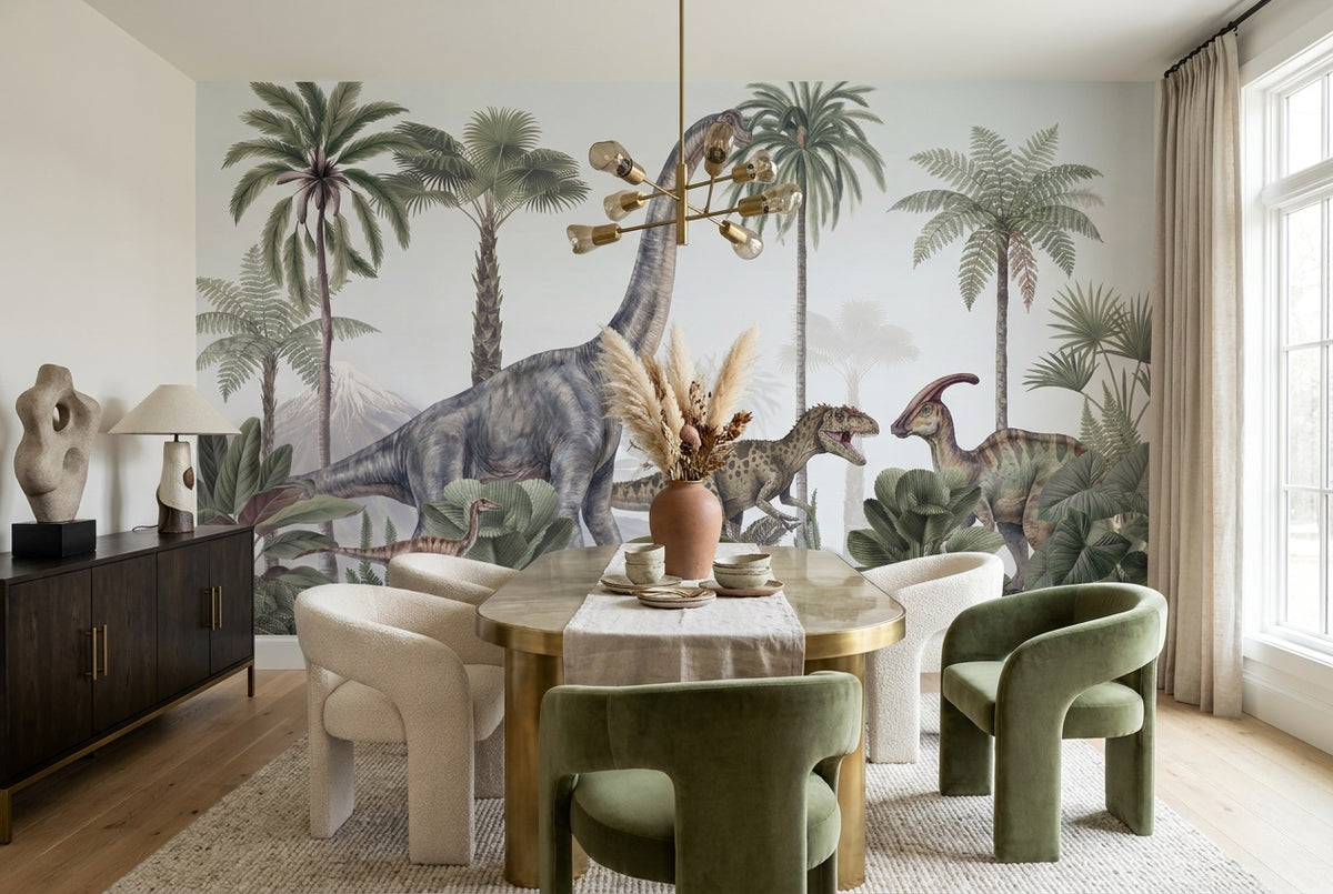 Gray Dinosaur Wallpaper Mural room scene
