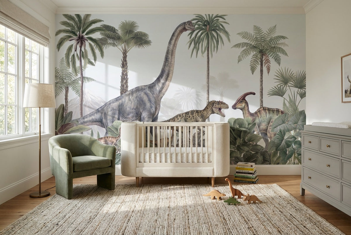 Gray Dinosaur Wallpaper Mural view 7