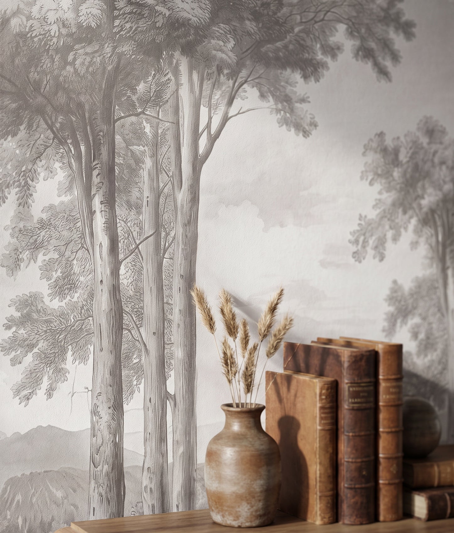 Gray Sketch Forest Wallpaper Mural