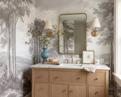 Gray Sketch Forest Wallpaper Mural