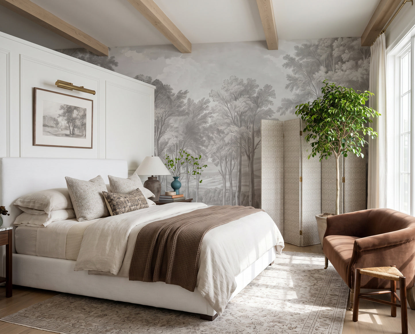 Gray Sketch Forest Wallpaper Mural