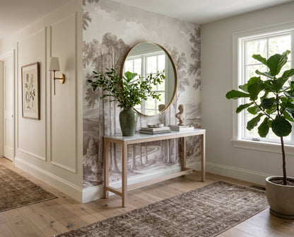 Gray Sketch Forest Wallpaper Mural