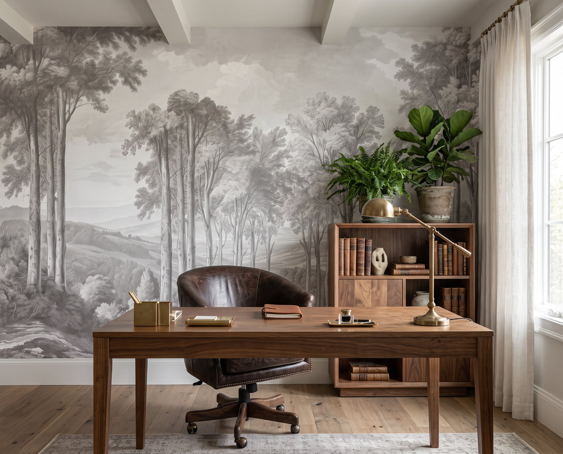 Gray Sketch Forest Wallpaper Mural