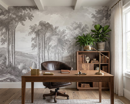Gray Sketch Forest Wallpaper Mural
