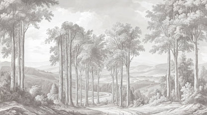 Gray Sketch Forest Wallpaper Mural