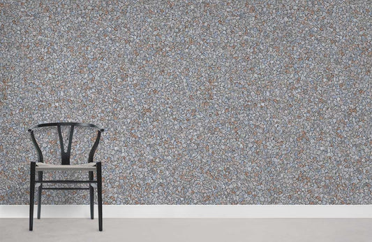 Elegant Grey Speckled Stone Mural Wallpaper