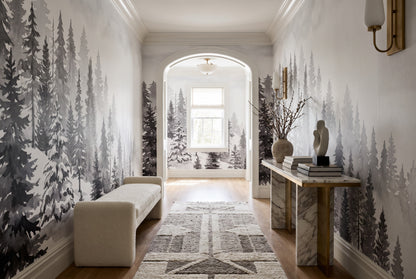 Arctic Gray Pine Winter Forest Wallpaper Mural