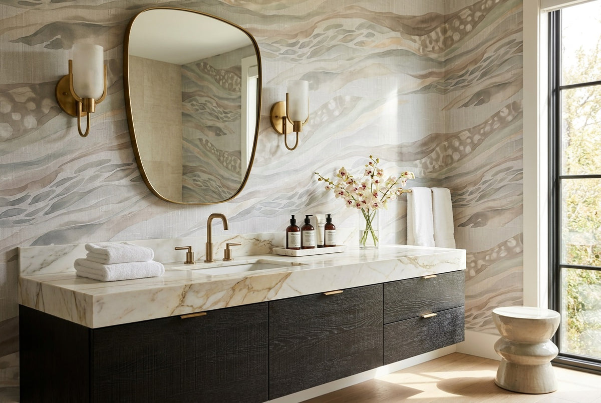 Gray Stripes Wallpaper Mural room scene