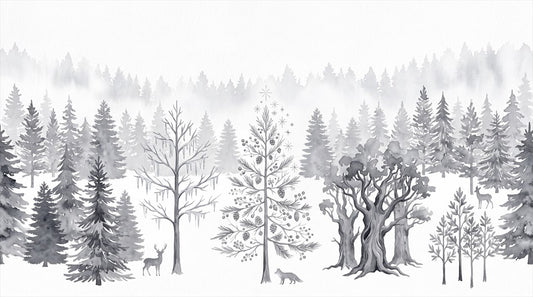Gray Snow Winter Forest Wallpaper Mural