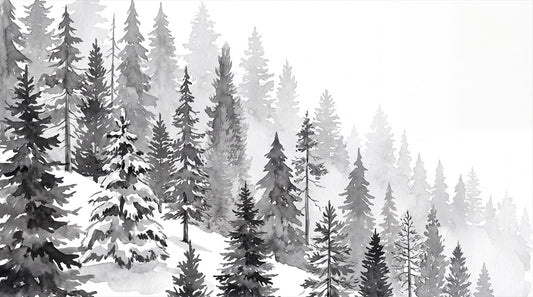 Arctic Gray Pine Winter Forest Wallpaper Mural