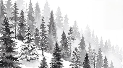 Arctic Gray Pine Winter Forest Wallpaper Mural