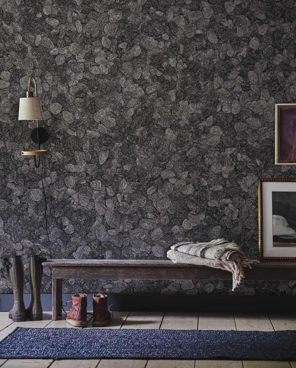 Modern Grey Pebble Textured Mural Wallpaper