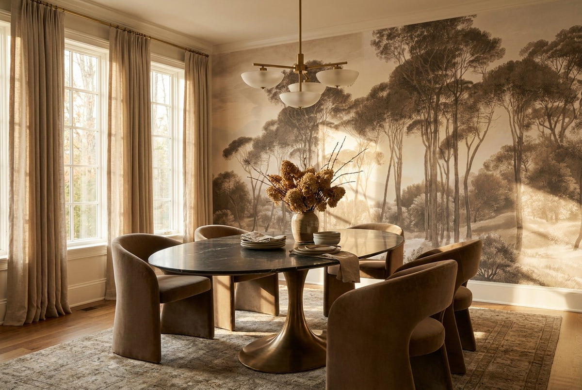 Gray Artistic Tree Jungle Wallpaper Mural