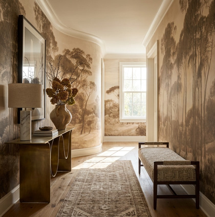 Gray Artistic Tree Jungle Wallpaper Mural