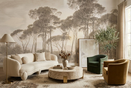 Gray Artistic Tree Jungle Wallpaper Mural