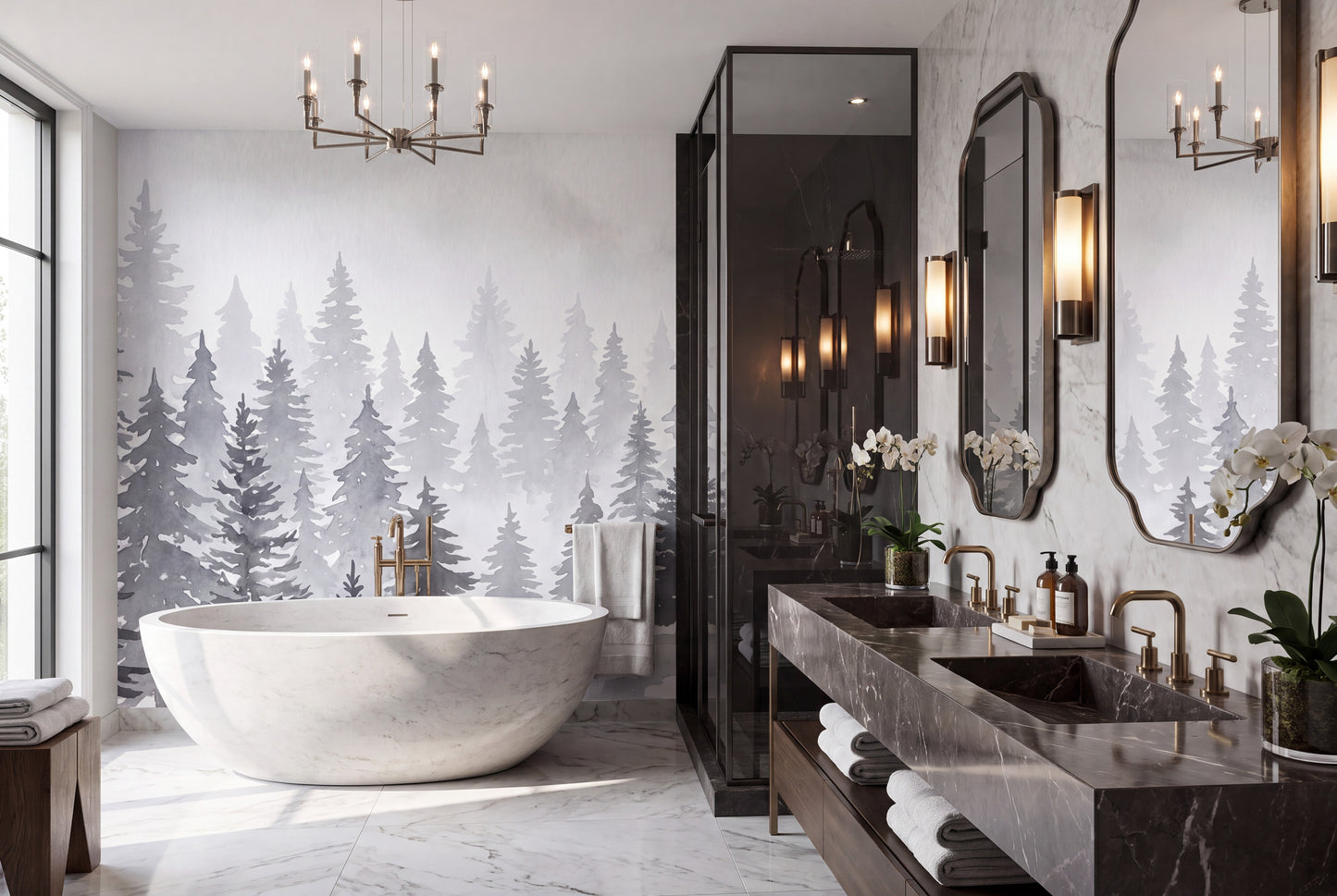 Gray Seasonal Winter Forest Wallpaper Mural