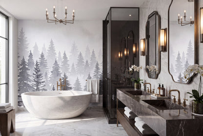Gray Seasonal Winter Forest Wallpaper Mural