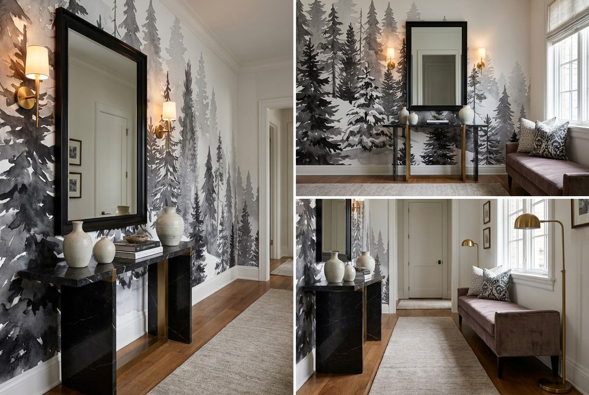 Arctic Gray Pine Winter Forest Wallpaper Mural