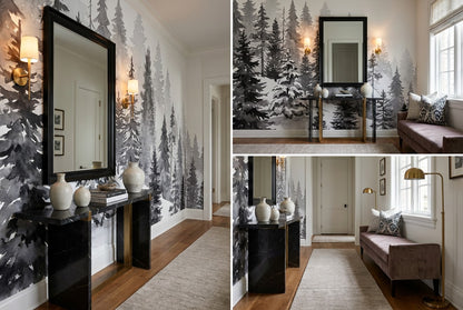 Arctic Gray Pine Winter Forest Wallpaper Mural