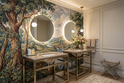 Green Deer River Countryside Wallpaper Mural - 4