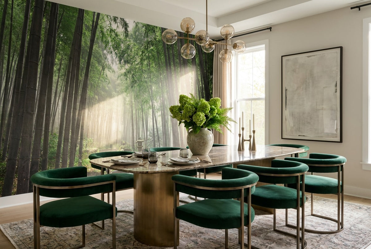 Bamboo Forest Path Green Wallpaper Mural - image 3