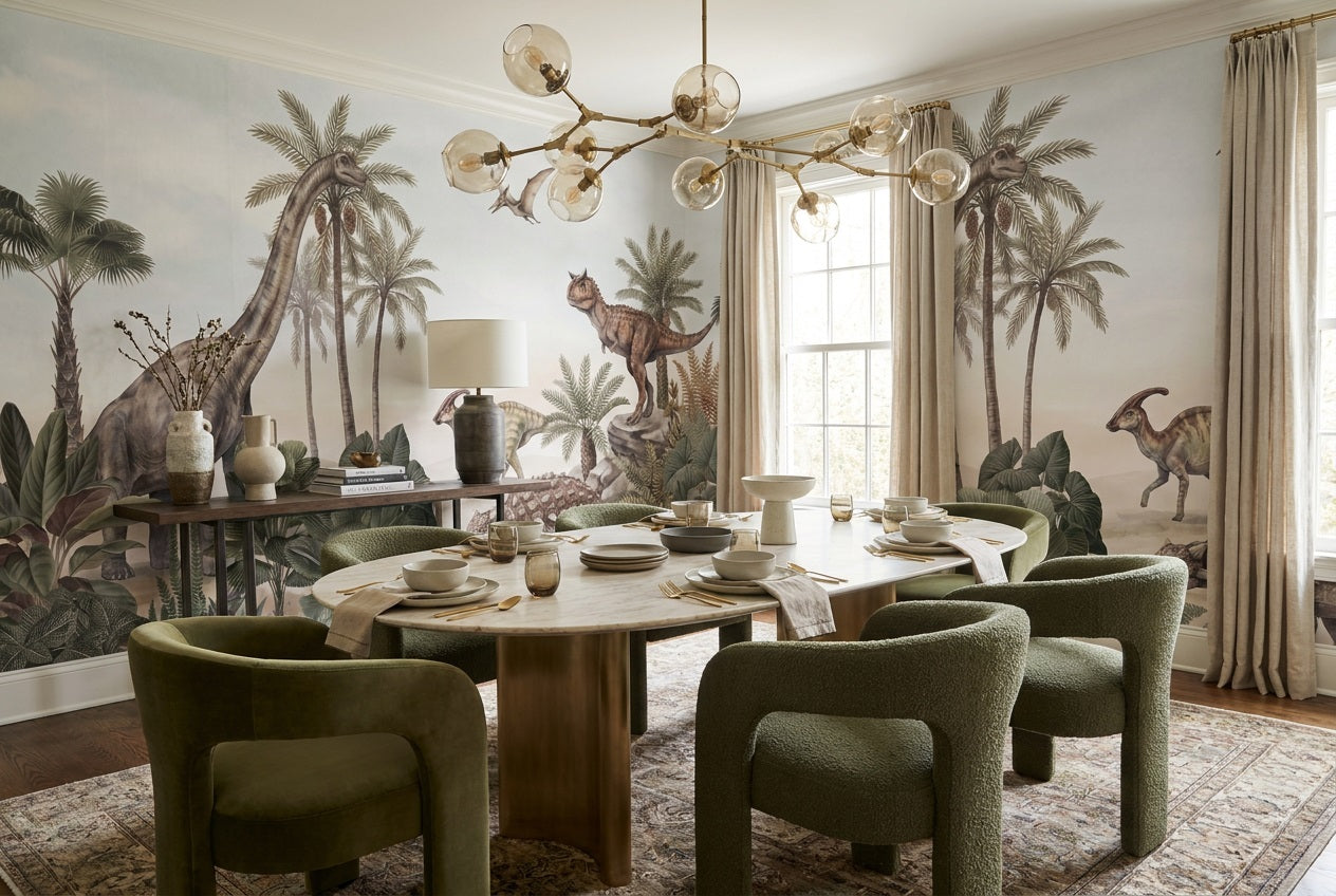 Green Dinosaur Wallpaper Mural room scene